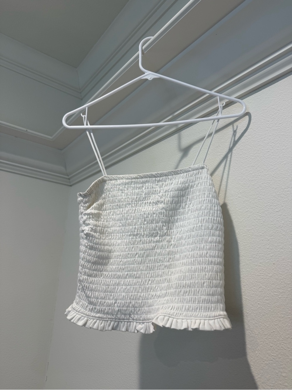 Abercrombie & Fitch White Smocked Ruffle Cami